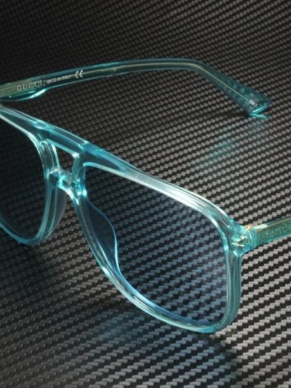 Gucci Turquoise Transparent Aviator Sunglasses